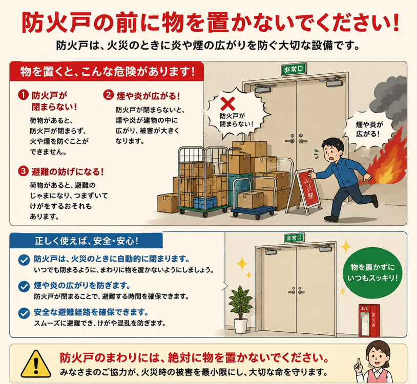 防火戸前に物を置いてはいけない理由